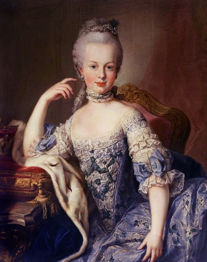 Portrait of 12 yr old Marie Antoinette by Martin van Meytens c. 1767-1768 [Public domain], via Wikimedia Commons