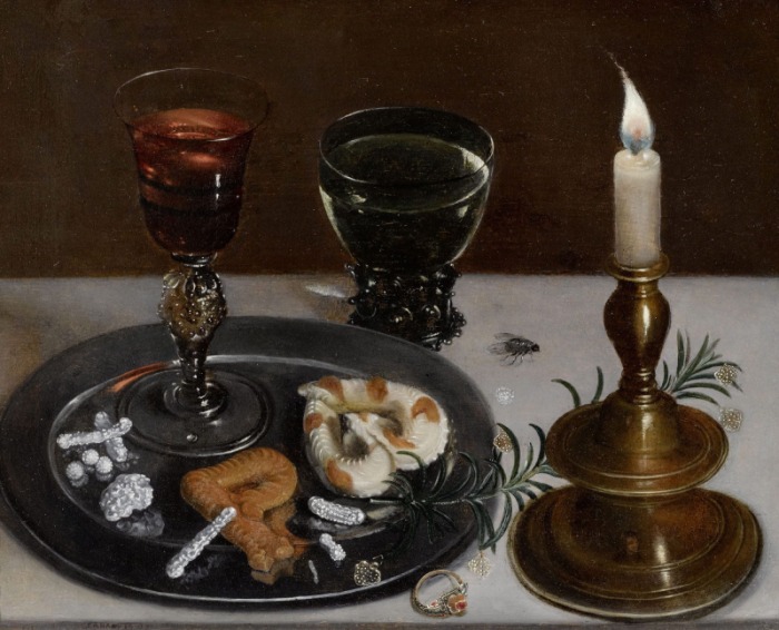Still life with Venetian Glass, a romer and a candle by Clara Peeters, 1607. [Public domain], via Wikimedia Commons